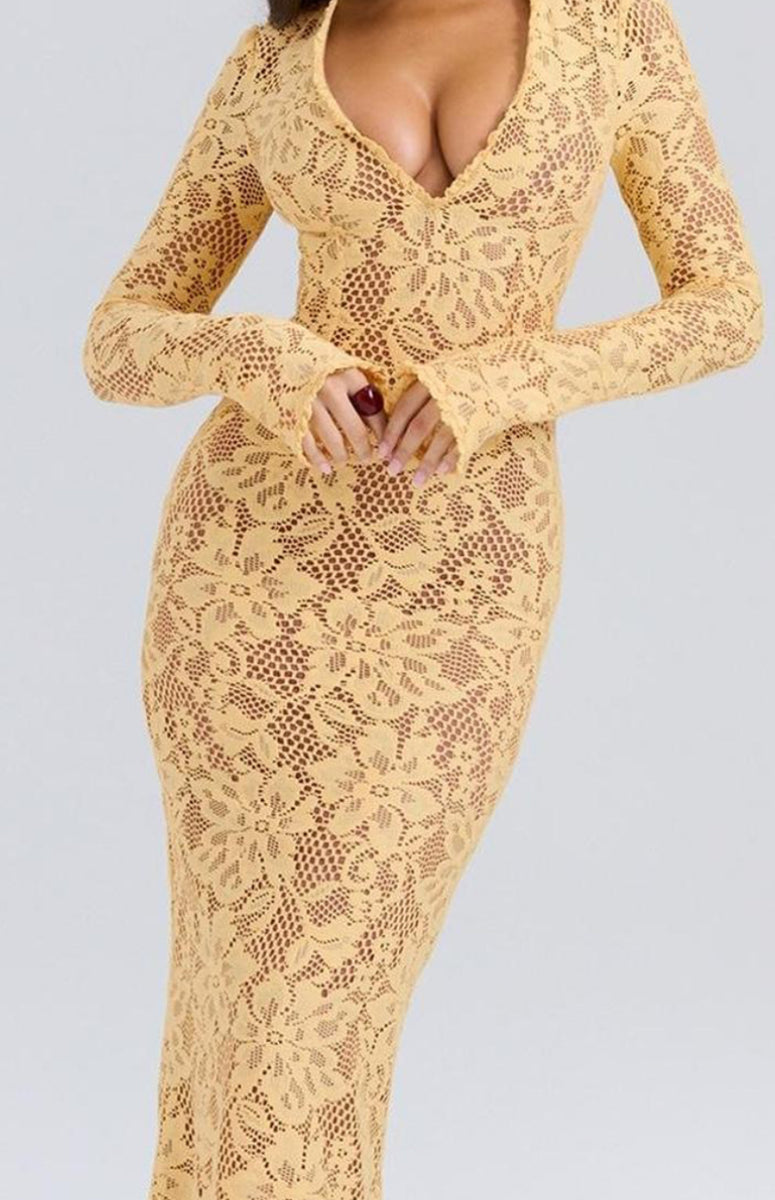 House of CB Indiana Yellow Lace Maxi Dress – Taite Ro