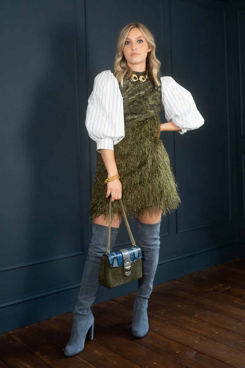 Ganni Puff-Sleeve Feather Mini Dress – Taite Ro
