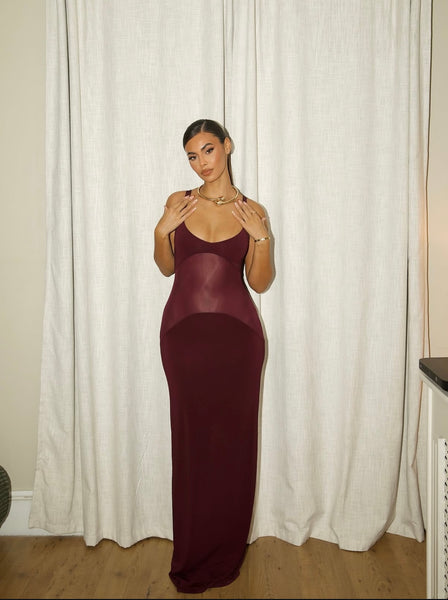 sheer knit curve maxi dress helsa Helsa Studios Sheer Knit Curve Maxi Dress – Taite Ro