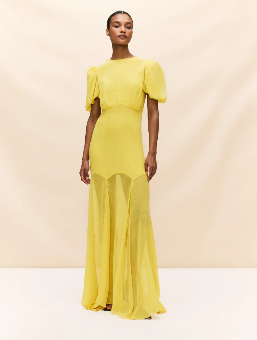 fitted lace wedding dress AGUA MAXI DRESS IN SEA GREEN CRINKLE CHIFFON – DE LA VALI OFFICIAL main image 0