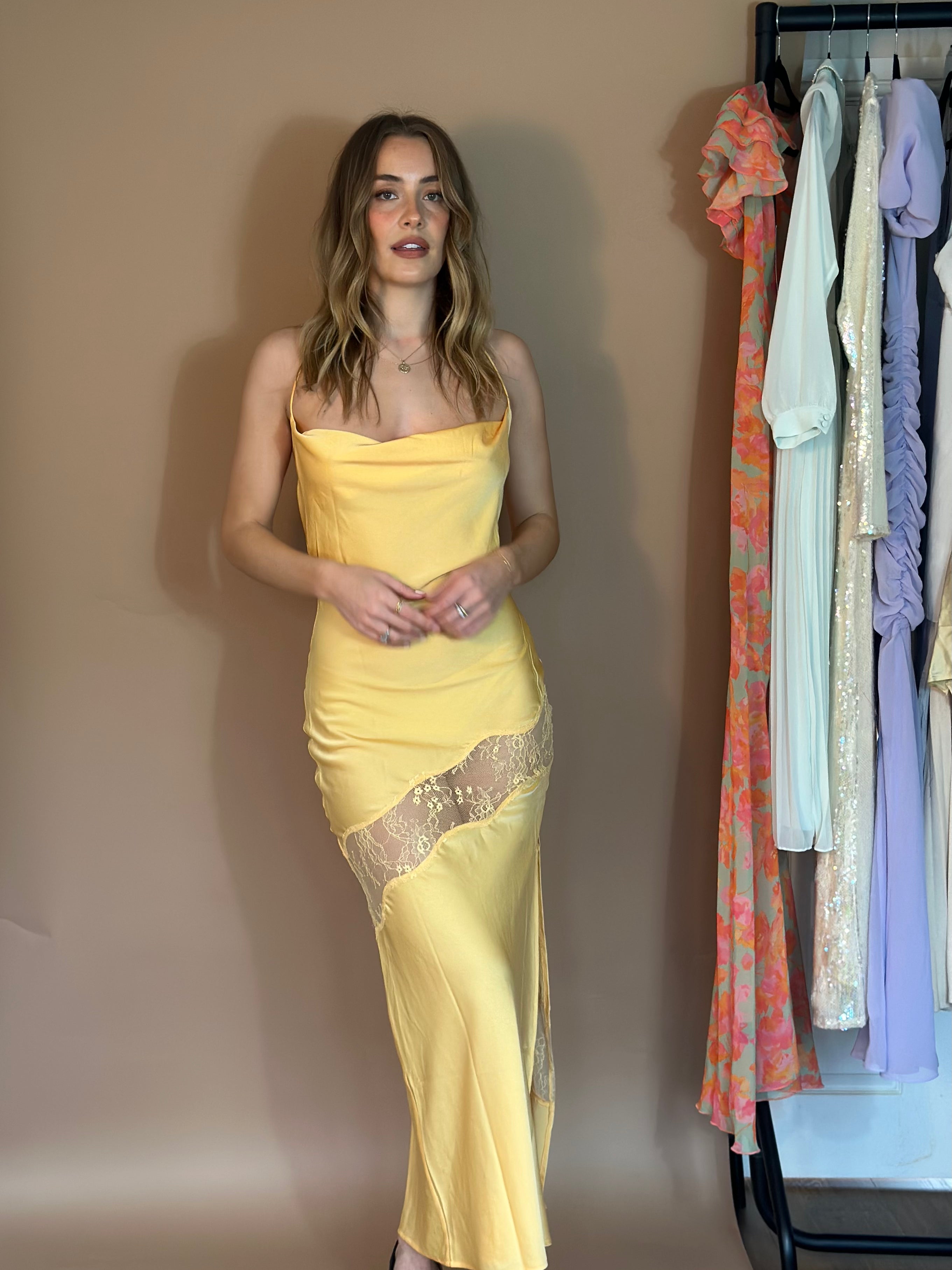 Meshki Chandra Lace Detail Satin Maxi Dress  Taite Ro